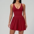 thumbnail image 1 of PISONIC Robe de Tennis à Col en V Profond avec Short Intégré et Soutien-Gorge Robe Athlétique pour Femmes Robe d'Entraînement de Golf d'Été avec Poches, 1 of 7