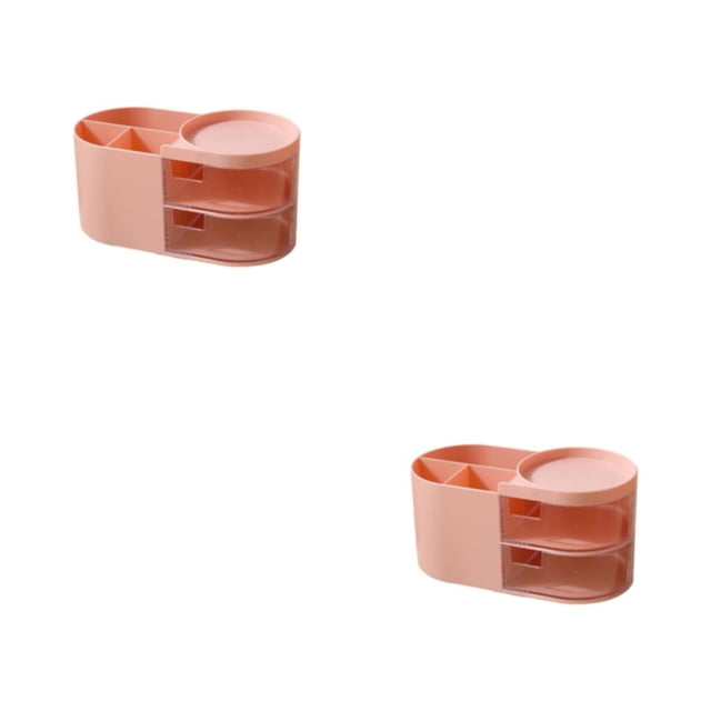 Injueey Japanese-style Desktop Pen Holder Cute Multi-functional Pencil Stationery Student Organizer Drawer Case for Office Supplies Rosa S 2piezas