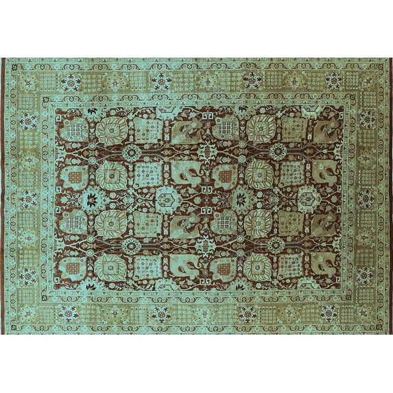 Ahgly Company Indoor Rectangle Oriental Light Blue Traditional Area Rugs, 5' x 7'