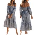 thumbnail image 1 of TRKIYQC Vestido de manga larga con hombros descubiertos para mujer Vestido casual de fiesta de vendaje a cuadros fluidos para Beach Club Streetwear TRKIYQC moda, 1 of 9