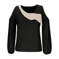 thumbnail image 2 of Shirts for Women, Women's Cold Shoulder Colorblock Tops Long Sleeve Off Shoulder Casual Shirts Asymmetrical Blouse, 2 of 5