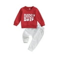 thumbnail image 2 of Elippeo Baby Boys Pants Set 6M 12M 18M 24M 3Y  Long Sleeve Crew Neck Letters Print Sweatshirt with Elastic Waist Sweatpants Infant Clothes, 2 of 9