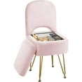 thumbnail image 2 of Small Vanity Stool Chair with Storage and Folding , 13.4" x 15" x 30" Square Faux  Soft Ottoman, 4   with Anti-Slip , Furry Padded Seat for , ,, 2 of 7