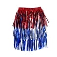 thumbnail image 2 of Independence Day Party Plastic Rain Like Fiber Skirts Holiday Party Costume Decoration Independence Day Ornaments Red S-ilver Blue Color Blocking, 2 of 6