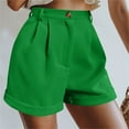 thumbnail image 2 of Besolor Women's Summer Shorts High Waisted Zipper Pleated Casual Rolled Hem Solid Color Wide Leg Shorts, 2 of 6