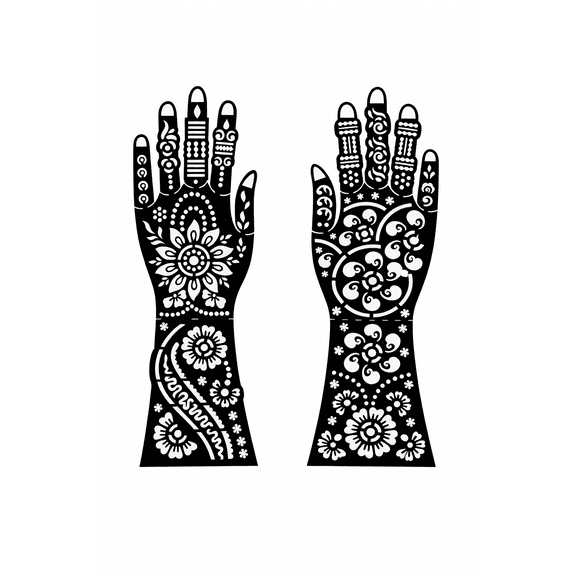 Traditional Floral Mehndi Stencil Full Hand Design Reusable Template for Women Wedding Festival Body Art Easy Apply Kit