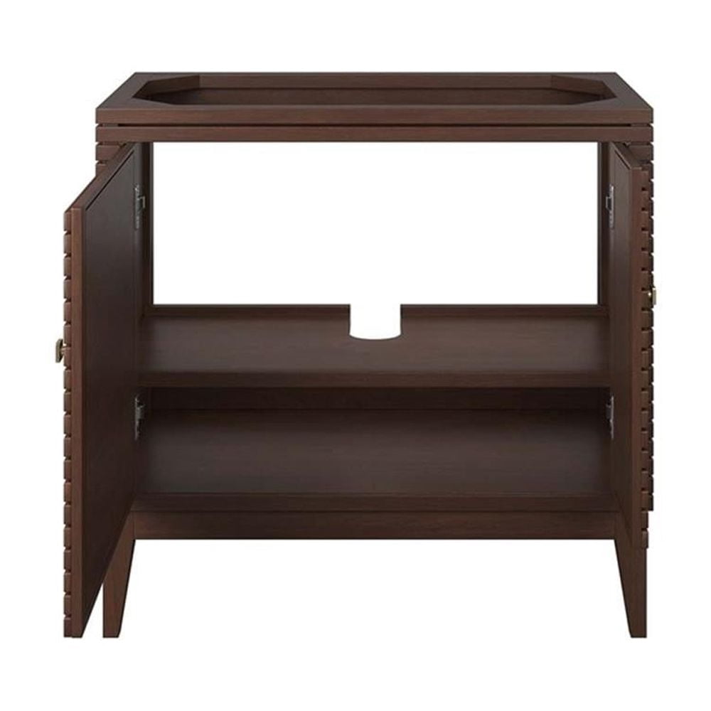 Modway Ledger 36" 2-Door Wood Bathroom Vanity Cabinet in Walnut