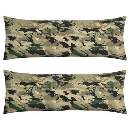 20x54 Camo Body Pillow Cover with Invisible Zipper - Soft Military Camouflage Pillowcase for Full-Length Support Breathable & Machine Washable (Woodland/Tactical Army)