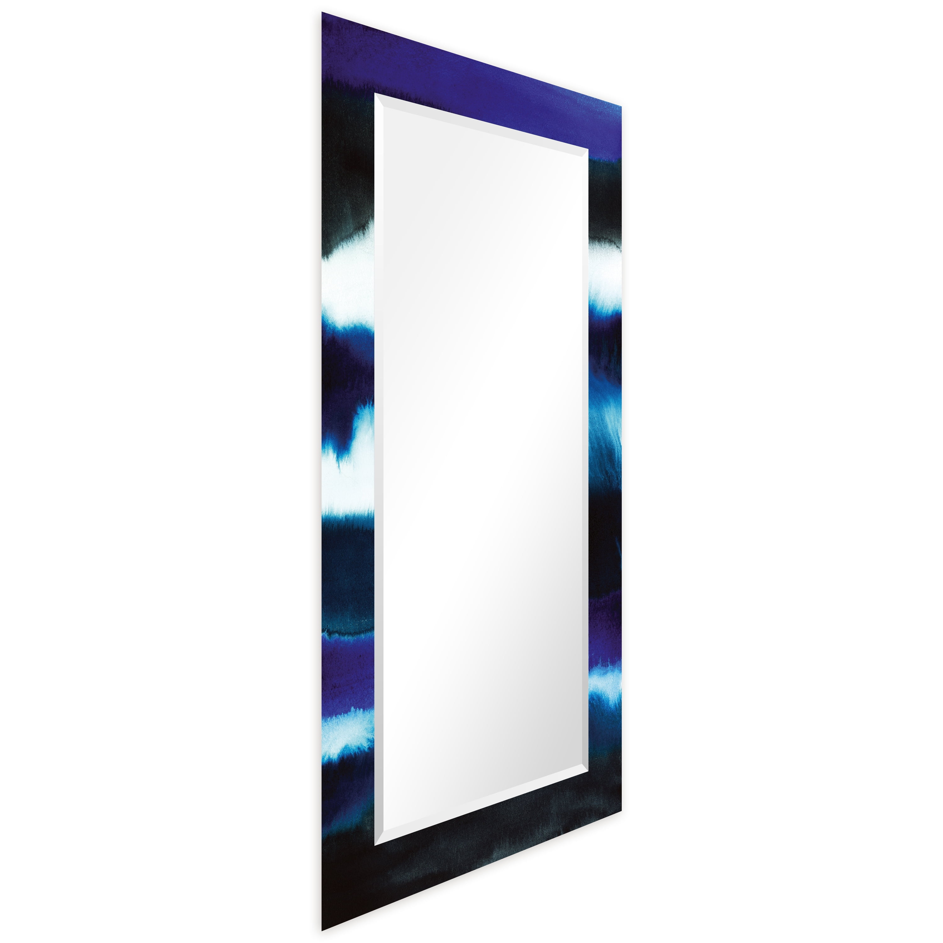 Empire Art Direct Run Off Rectangular Beveled Mirror on Free Floating Printed Tempered Art Glass - Clear - 54" x 28"