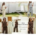 thumbnail image 6 of Lentta Women's Two Piece Sweater Set Lounge Set Knit Pullover Tops Vest High Waisted Pants Outfits, 6 of 7