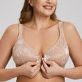 thumbnail image 5 of MELENECA Women's Plus Size Front Closure No Padding Full Coverage Lace Underwire Bra Beige 46F, 5 of 6
