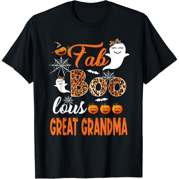 Leopard Fab Boo Lous Great Grandma Spooky Halloween Costume T-Shirt