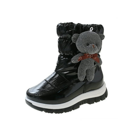 

Ritualay Kids Comfort Winter Shoe Casual Side Zip Snow Boot Dress Walking Pull On Warm Shoes Black 2Y