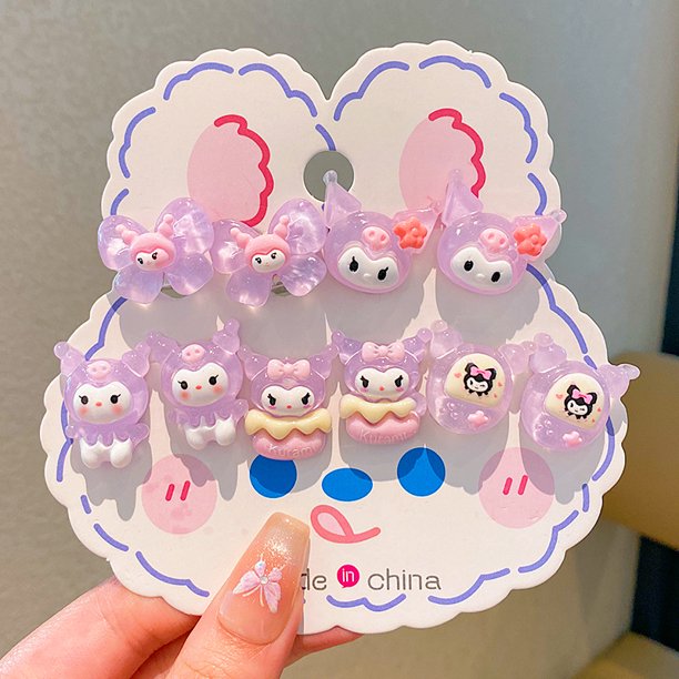 Clip para orejas de dibujos animados para niños de Sanrio, colgante para bebé, 2024, nuevos pendientes para niñas sin orificios para las orejas