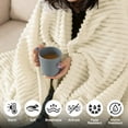 thumbnail image 6 of King Size Blanket,Extra Soft Strip Blanket, Plush Fuzzy Cozy Bed Blankets and Throws for Couch,Bed,Sofa,Lightweight and Versatile Throws for Office Bedroom Picnic Home Decor,90x108" Beige, 6 of 7
