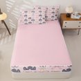 thumbnail image 4 of Manfei Cartoon Princess Castle Zipper Twin Comforter Sets with Fitted Sheet and 2 Pillowcases,Pink Kawaii Bowtie Zipper Bedding Set,Pink Reversible,4pcs, 4 of 7
