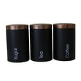 thumbnail image 1 of veasfak 3x Stylish Tea Sugar Coffee Storage Canisters with Lid Storage Containers Black, 1 of 9