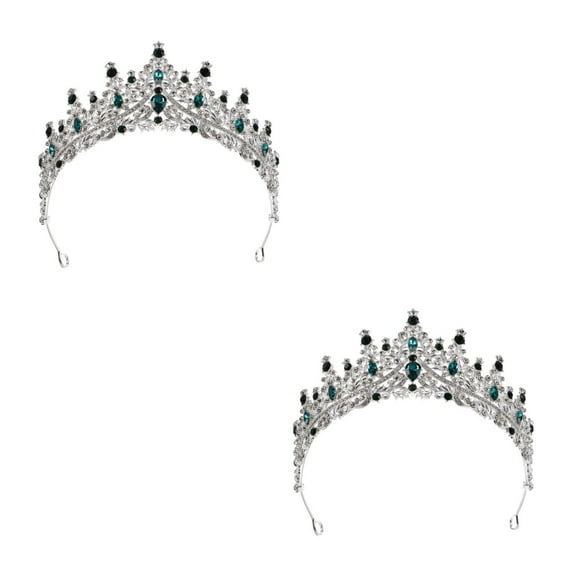 WORGEOUS 2pcs Queen Tiaras Crown For Women Crystal Headband Rhinestones Princess Hairpiece Wedding Hair Accessories For Bridesmaids Bridal Prom Halloween Costume Cosplay