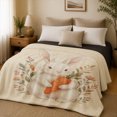 thumbnail image 2 of SPXUBZ Cute White Bunny Holding Carrot Botanical Art Flannel Throw Blanket Soft Warm Cozy Fleece Blanket for Kids Girls Bed Couch, 2 of 3