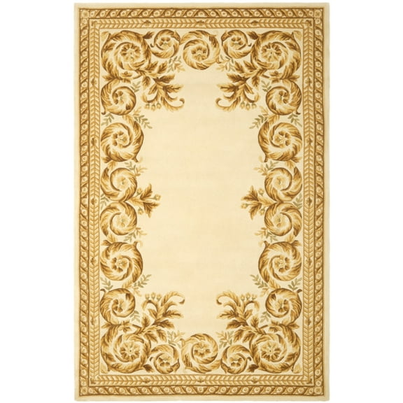 SAFAVIEH Naples Mladen Floral Bordered Wool Area Rug, Multi/Ivory, 6' x 9'