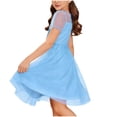 thumbnail image 5 of NAISIBABY Girls Princess Dresses, Fashion Swing Mesh Polka Dot Puff Sleeve Party Birthday Tulle Dress Light Blue 7T, 5 of 6