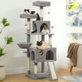 thumbnail image 3 of Pefilos 64" Cat Tree Tower for Large Cats with Sisal Poles, Hammock, Indoor Pet Supplies Climbing Tree House, Multi-Level Cat Condos, Gray, 3 of 8