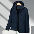 thumbnail image 2 of Lovskoo 2024 Men's Rain Jacket Hooded Sport Casual Waterproof Windbreaker Patchwork Zipper with Pockets Detachable Cap Long Sleeve Outdoor Outerwear Jacket Navy, 2 of 4