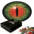 thumbnail image 3 of Ambesonne Reptile Jigsaw Puzzle Durable Cardboard, Exotic Cat Eye Egypt, 1000 pcs, Black Green Red, 3 of 6