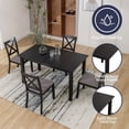 thumbnail image 4 of ZAFLY Solid Wood Dining Table Set, Rectangle Kitchen Table and Chairs for 6 Persons, Classic Dining Set with Linen Cushion Chairs for Dining Room - Grey, 4 of 6