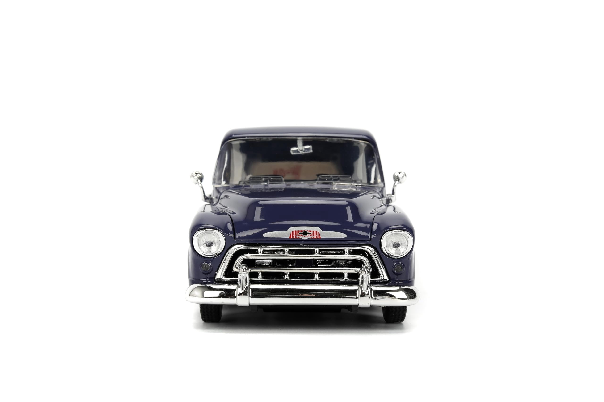 Jada 35044 1957 Chevrolet Suburban Chevron Dark Blue with White Stripes & Chevron Gas Pump Just Trucks Series 1-24 Scale Diecast Model Car