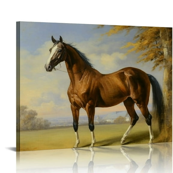 COMIO  Horse Canvas Wall Art Equestrian Wall Decor Horse Art Print for Home Decor Thoroughbred Horse Wall Artwork Decoration Farmhouse Country Wall Art for Home Decor