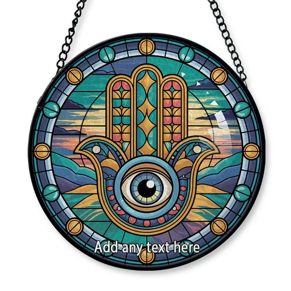 Hamsa Hand Stained Glass Suncatcher Window Hanging – Unique Window Hanging Gift for Man, Woman, Family & Friends, Customizable Christmas Tree Decoration Christmas 2025 BOxcrq