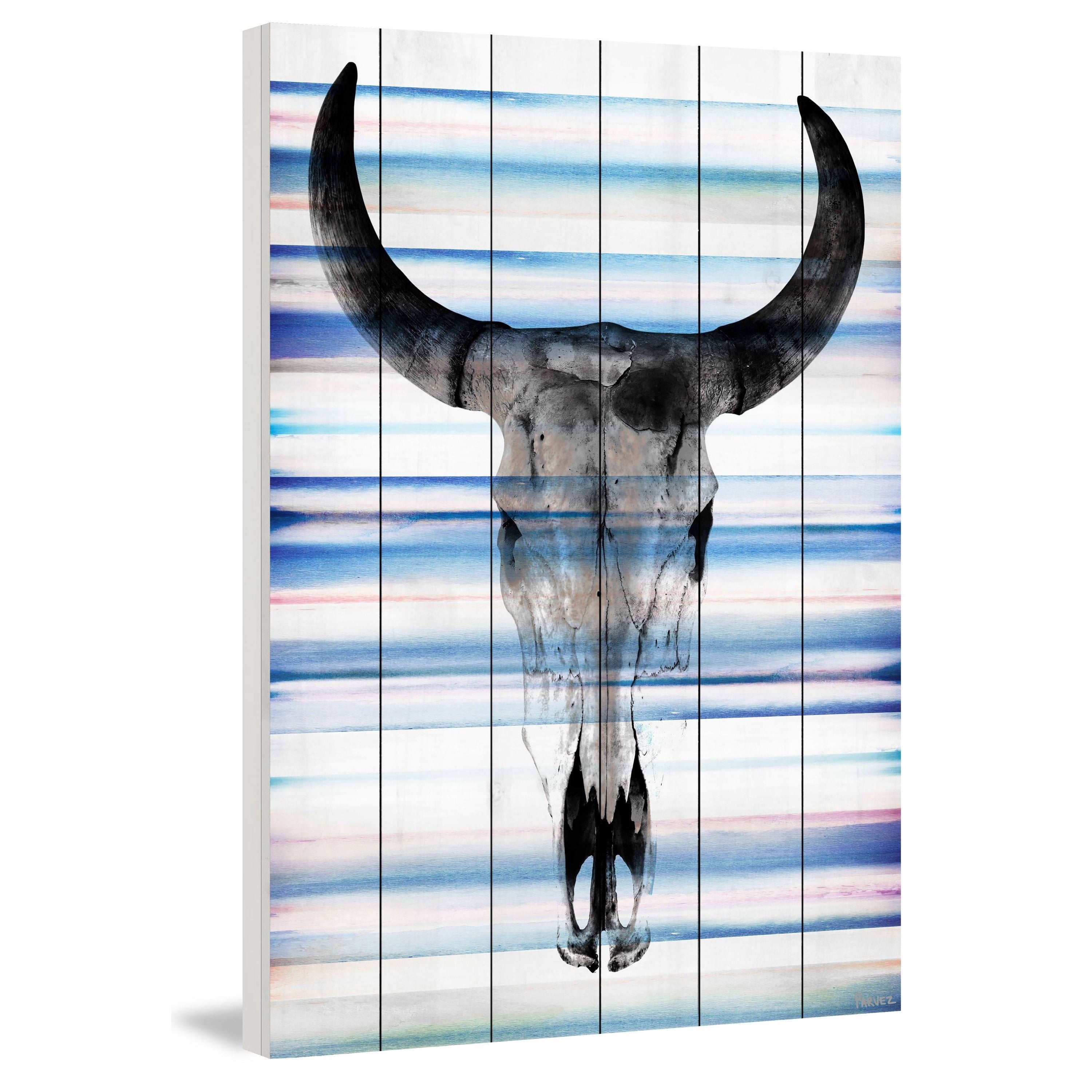 Parvez Michel Inc Parvez Taj - Long Skull Face Painting Print on White Wood