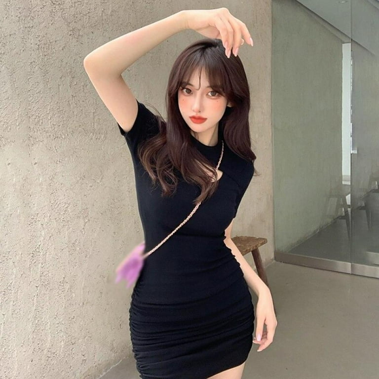 Summer Fashion Short-Sleeved Dress Korean Style Women Short Tight