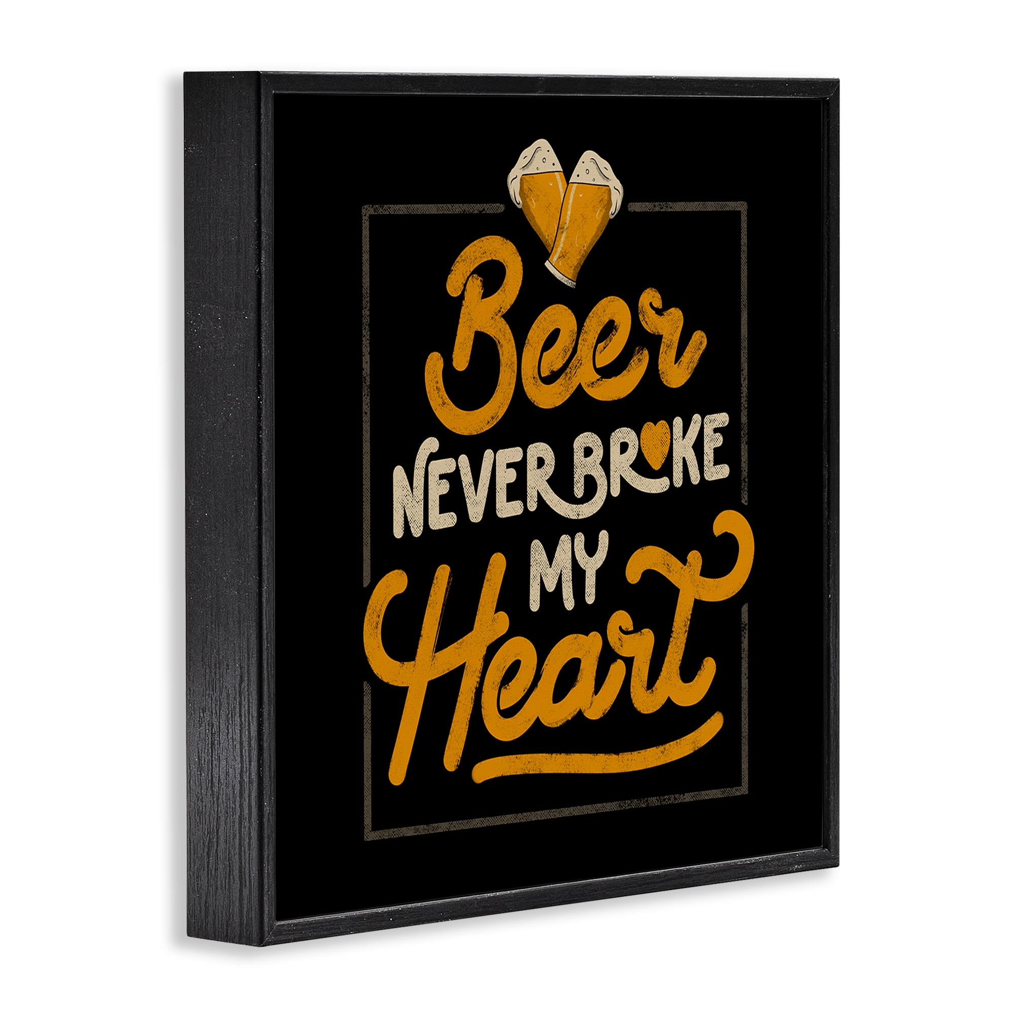 Stupell Industries Beer Never Broke My Heart Black Framed Giclee Art, design by EduEly Designs