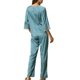 thumbnail image 3 of Conjunto de pijama de satén para mujer INSPIRE CHIC, con mangas 3/4 y pantalones, ropa de dormir, ropa de salón, ropa de noche XL azul, 3 of 5