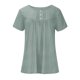 thumbnail image 5 of Camisetas Casuales de Mujer Cuello Redondo de Color Sólido con Diseño de Manga de Botón Ahuecado, Camiseta de Verano Ligera para Uso Diario, 5 of 9