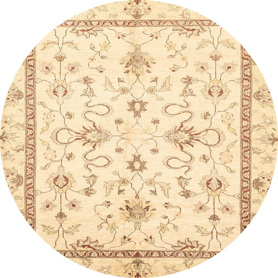 Ahgly Company Indoor Round Abstract Sun Yellow Oriental Area Rugs, 8' Round