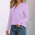thumbnail image 4 of Womens Long Sleeve Shirts Business Casual Outfits Dressy Tops Blouses Henley V Neck Fall Clothes Light Purple S, 4 of 5
