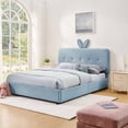 thumbnail image 1 of Cama infantil de tamaño king con respaldo en forma de oreja de conejo, luz LED y 4 cajones de almacenamiento, tejido aleteado (84,5''X62,75''X41''), 1 of 5