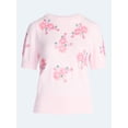 thumbnail image 5 of Free Assembly Women's and Women's Plus Beaded Floral Sweater with Puff Sleeves, Lightweight, Sizes XS-4X, 5 of 5