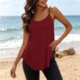 thumbnail image 5 of VBVC Women's Adjustable Strap Crew Neck Camisoles , Ladies' Lightweigh Curved Hem Tank Tops , Casual Summer Sleeveless Shirts For Women,Red,S-2XL, 5 of 9