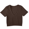 thumbnail image 3 of zbxnLI Womens Cropped Tee Top V Neck Shirts Short Sleeve Tops Lightweight Yoga Tshirt Summer T Shirts for Women, 3 of 7