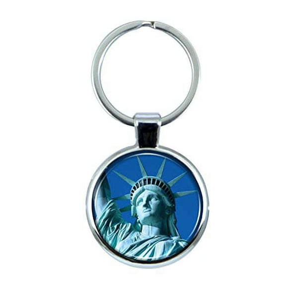 Statue of Liberty Keychain with Epoxy Dome and Metal Keyring