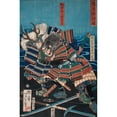 thumbnail image 2 of Tsukioka Yoshitoshi 17x24 Black Ornate Framed Double Matted Museum Art Print Titled: Konda Teihachiro Tadakazu and Makara Jurozaemon Naozumi Grappling by the Water (1866), 2 of 5