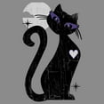 thumbnail image 2 of Junior's Lost Gods Halloween Full Moon Black Cat Heart Cowl Neck Sweatshirt Gray Heather Medium, 2 of 4