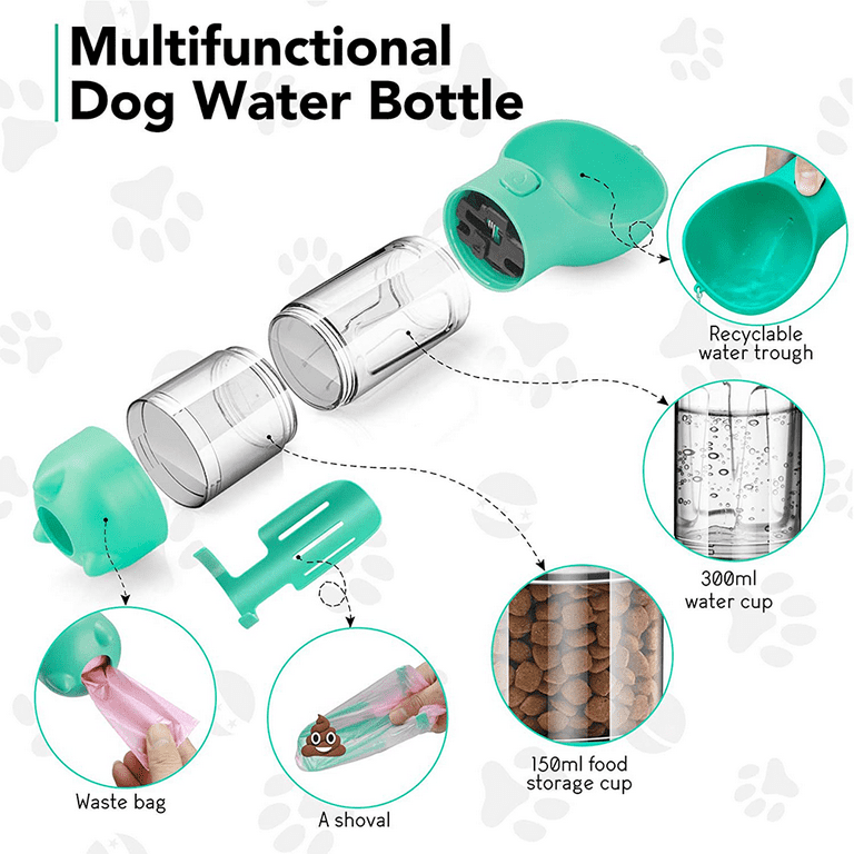 Vive Comb Dog Water Bottle, Portable Pet Water Bottle for Walking, Leak  Proof, 3 in 1 Portable Pet Travel Water Dispenser for Drinking and Eating,  Food-Grade Material 