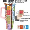 thumbnail image 4 of 40oz Floral Tumbler with Handle and Straw Leak Proof Insulated Tumbler Vintage Floral Coffee Travel Mug 40 oz Bohemian Floral Tumbler with Handle Boho Gifts for Women, 4 of 6