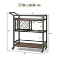 thumbnail image 3 of Giantex 3-Tier Bar Cart, Industrial Serving Cart w/Wine Racks & Glass Holders, Kitchen Rolling Cart, Brown, 3 of 8