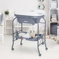 thumbnail image 2 of INFANS Baby Changing Table with Bathtub, Foldable Diaper Dresser Station with Removable Bath Support Wheels Waterproof Pad Storage Rack, Portable Nursery Organizer Stand for Newborn Infant, 2 of 9